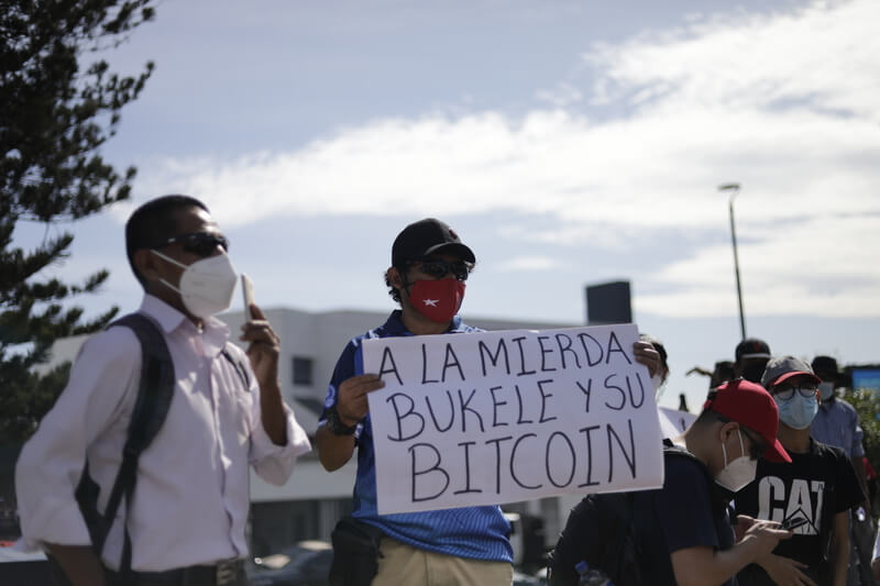 Protest in El Salvador gegen Bitcoin Protest in El Salvador gegen Bitcoin